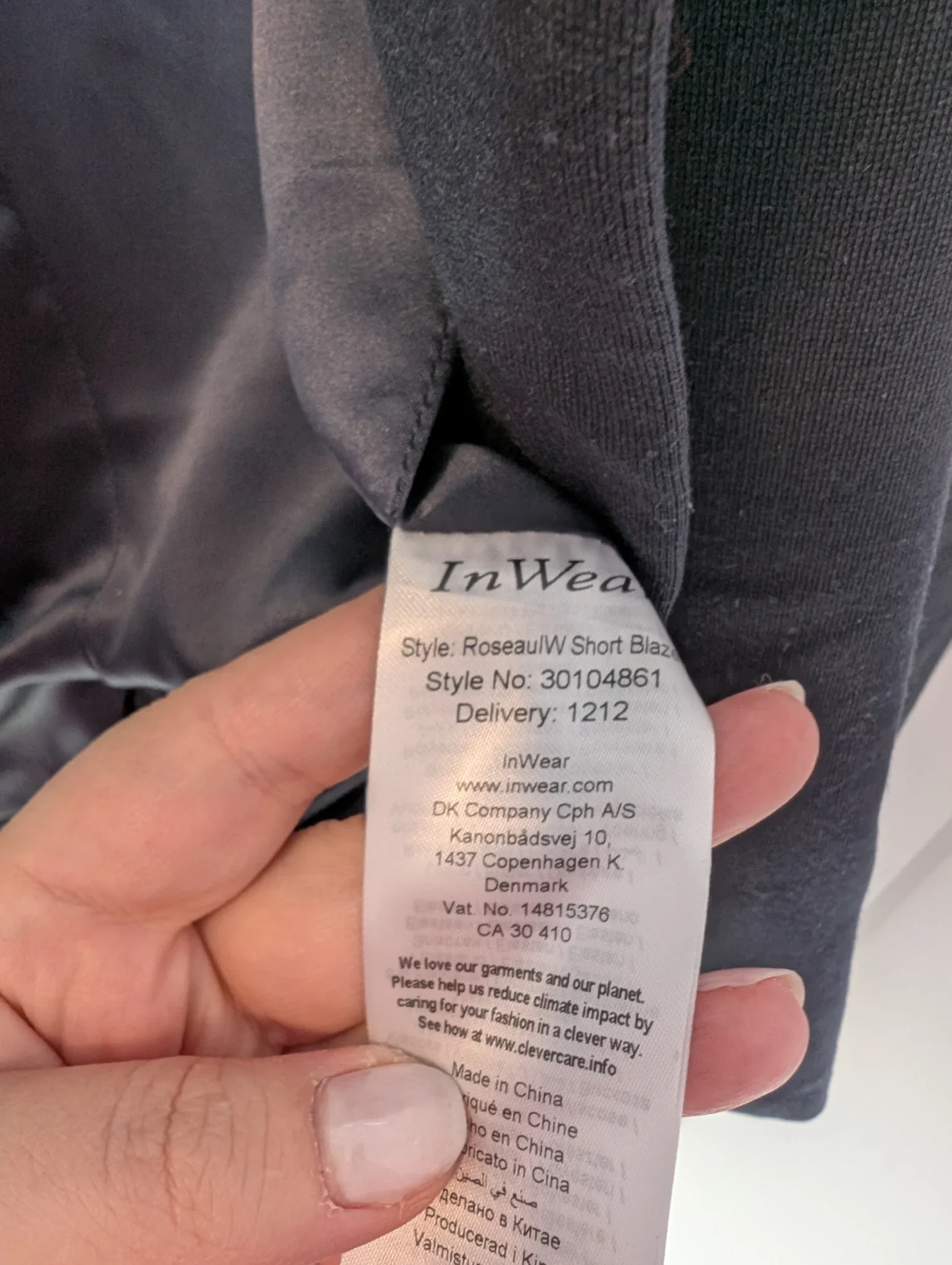 Image for InWear/Blazer court Roseau Sz 10