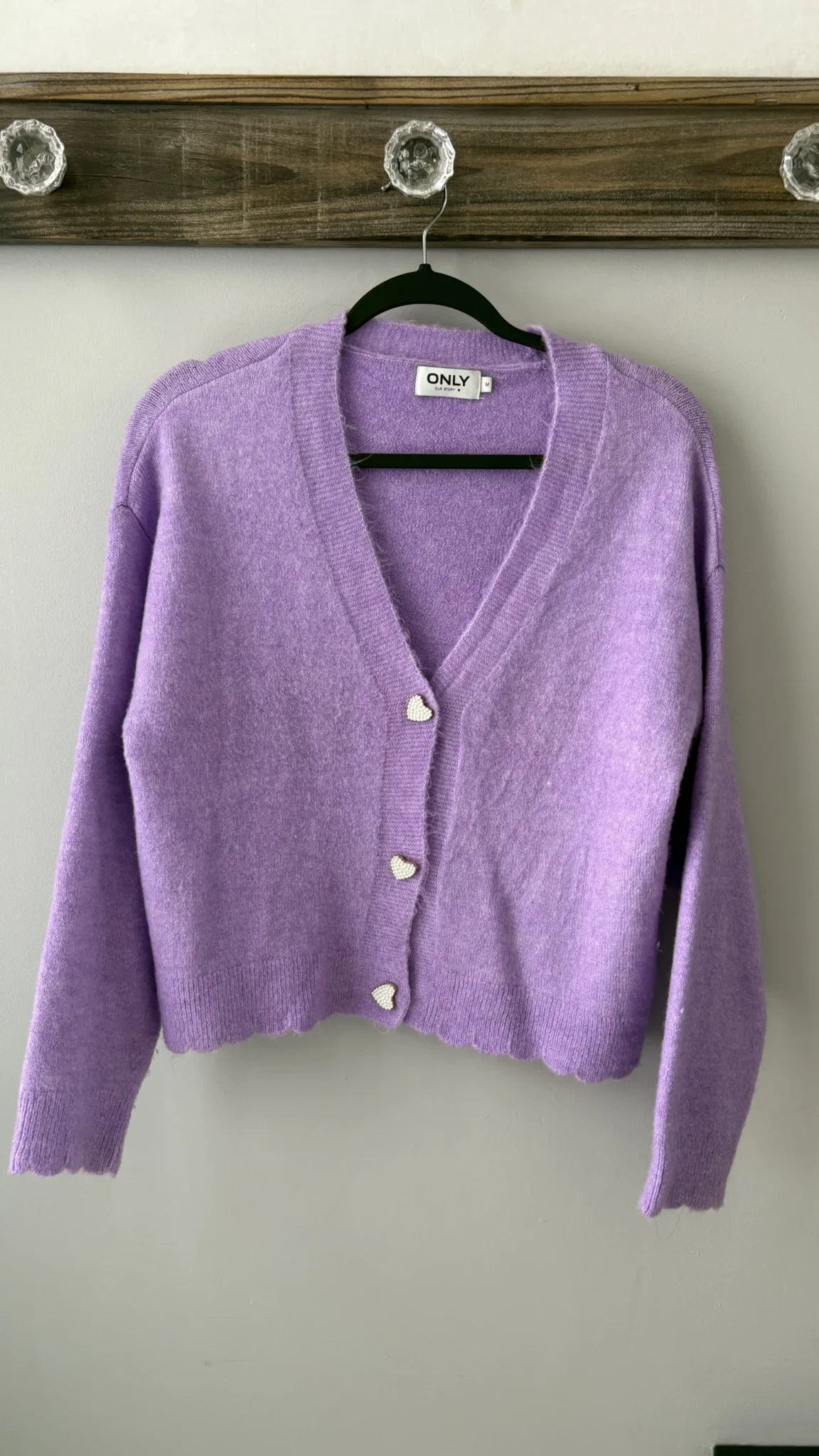 Image for ONLY knitting with heart-shaped buttons