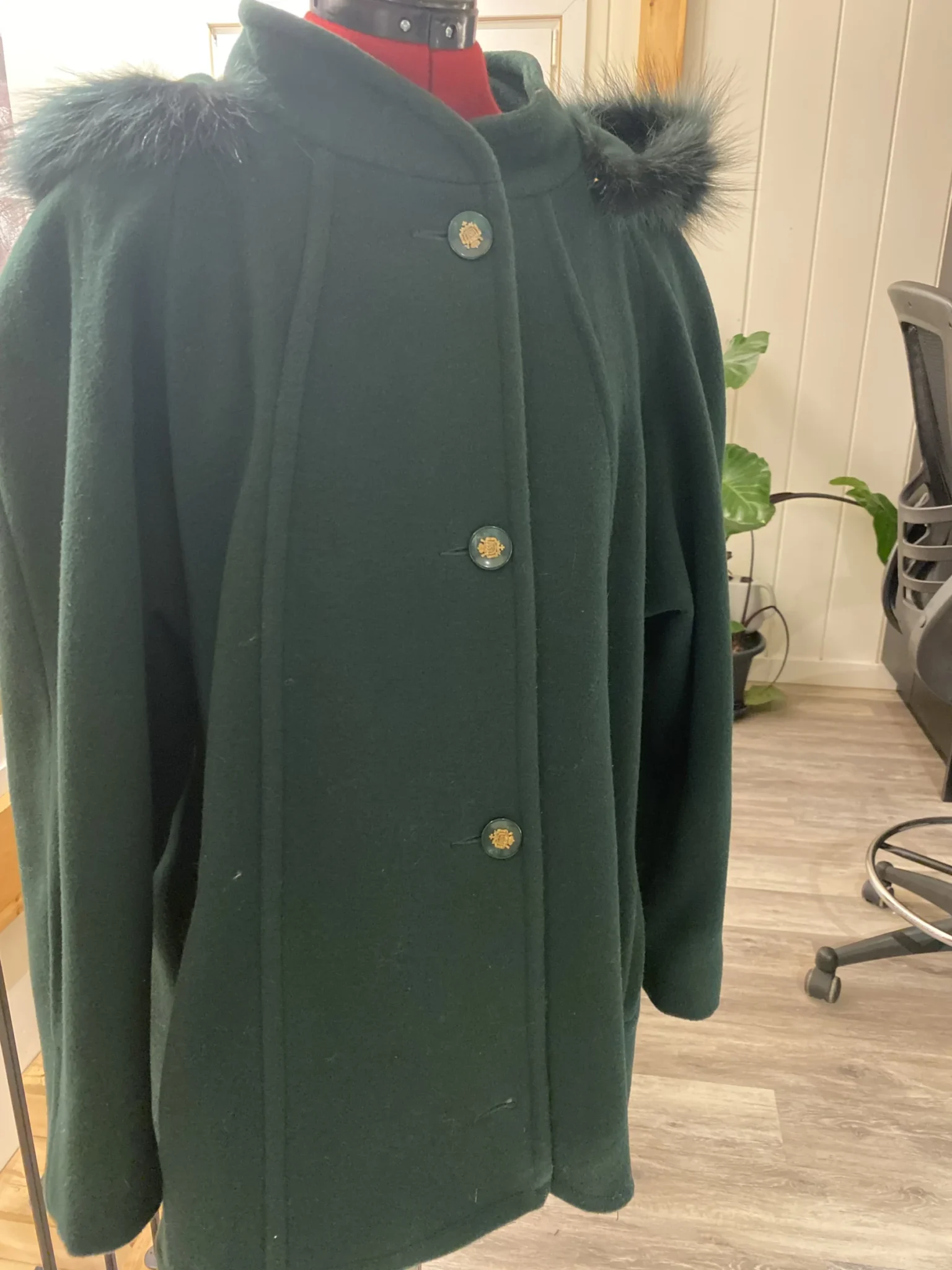 Image for Manteau vert 100% laine