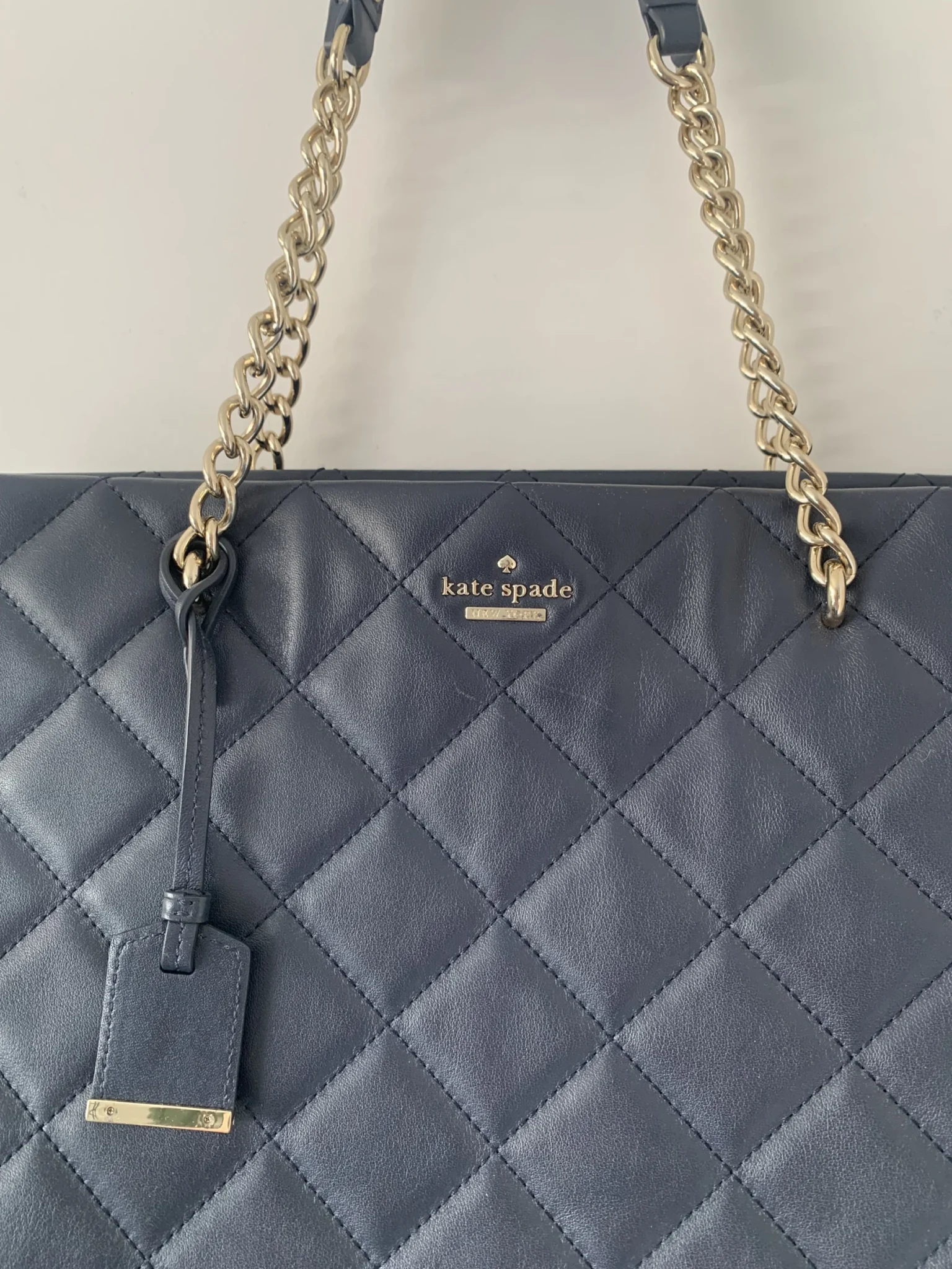 Image for 💙 Sac Kate spade bleu marine matelassé en cuir