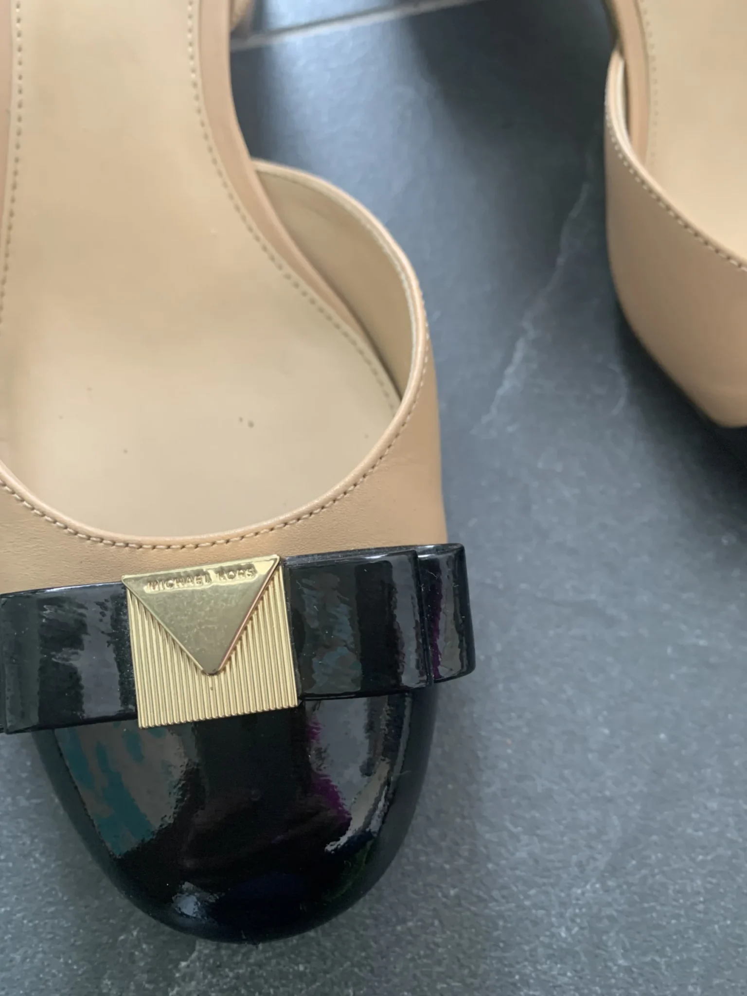 Image for Michael Kors nude and black slingback pumps Size 6