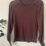 Featured thumbnail for RW&CO burgundy jumper with satin sleeves - XS