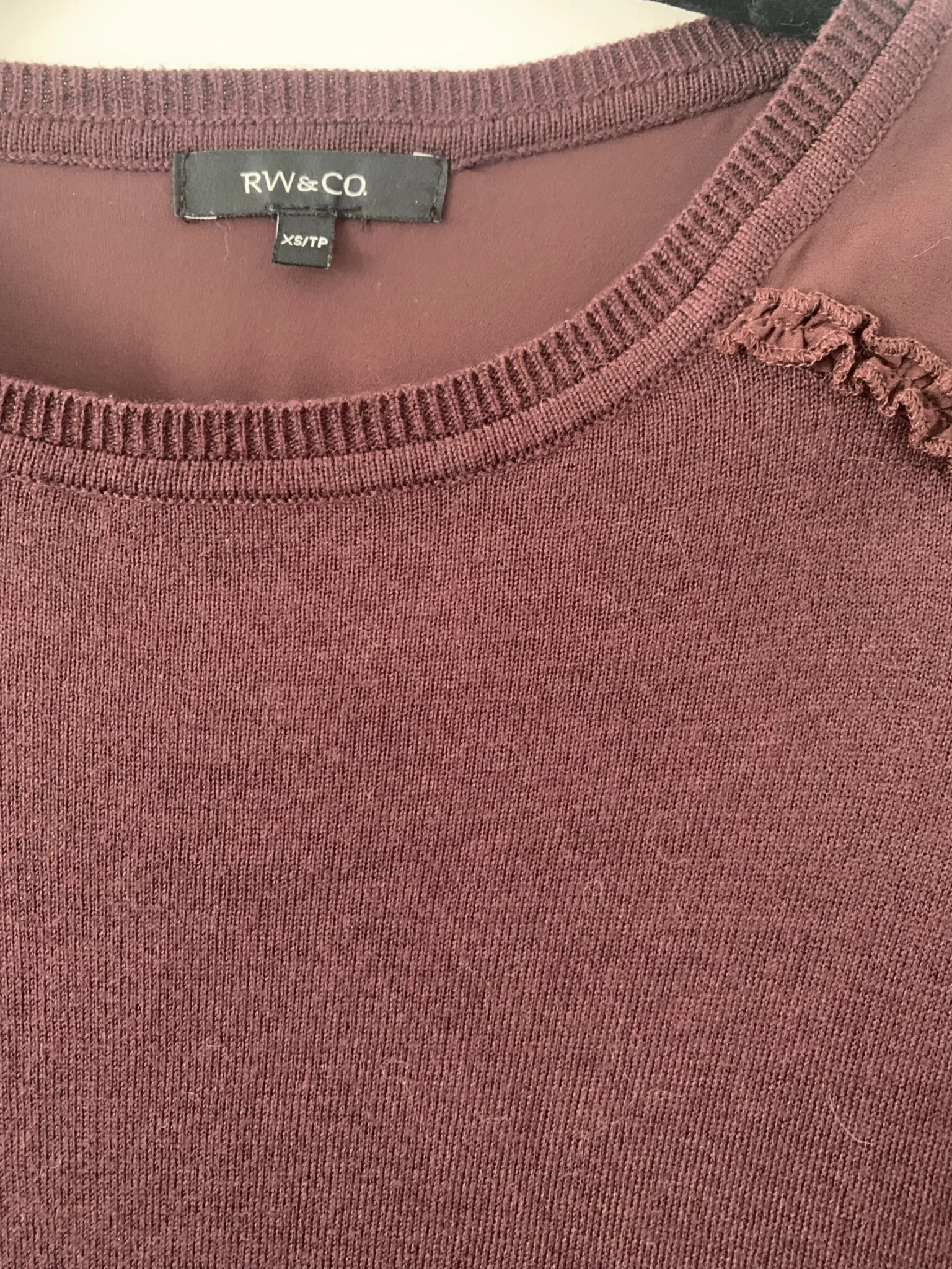 Image for RW&CO burgundy jumper with satin sleeves - XS