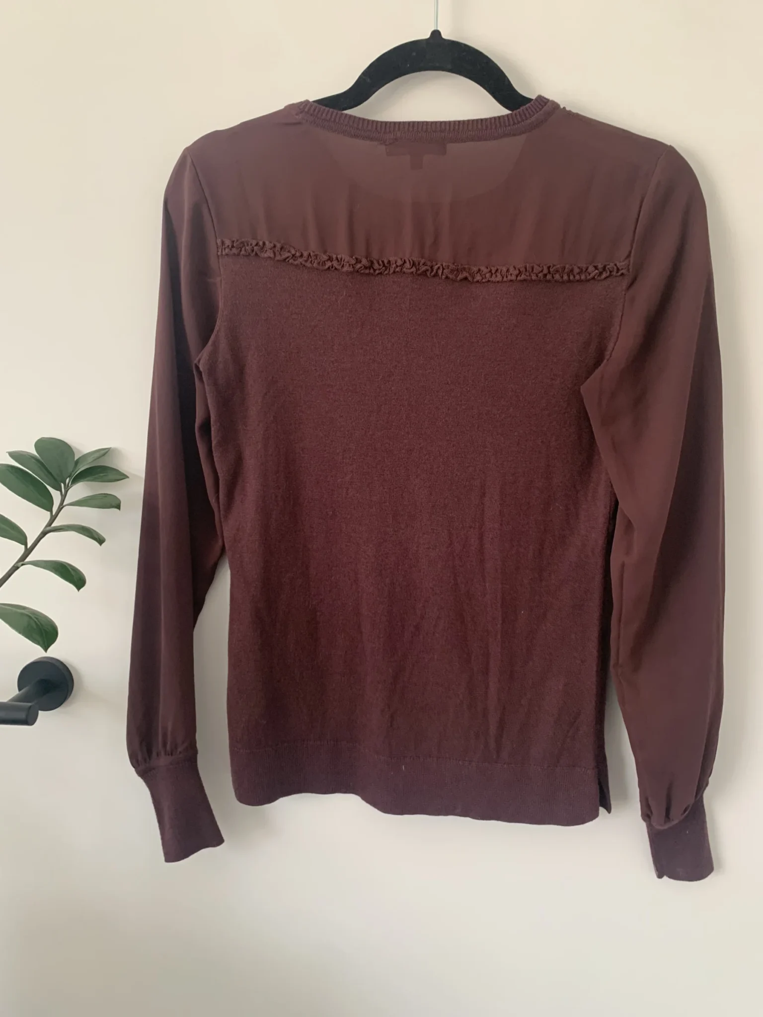 Image for RW&CO burgundy jumper with satin sleeves - XS