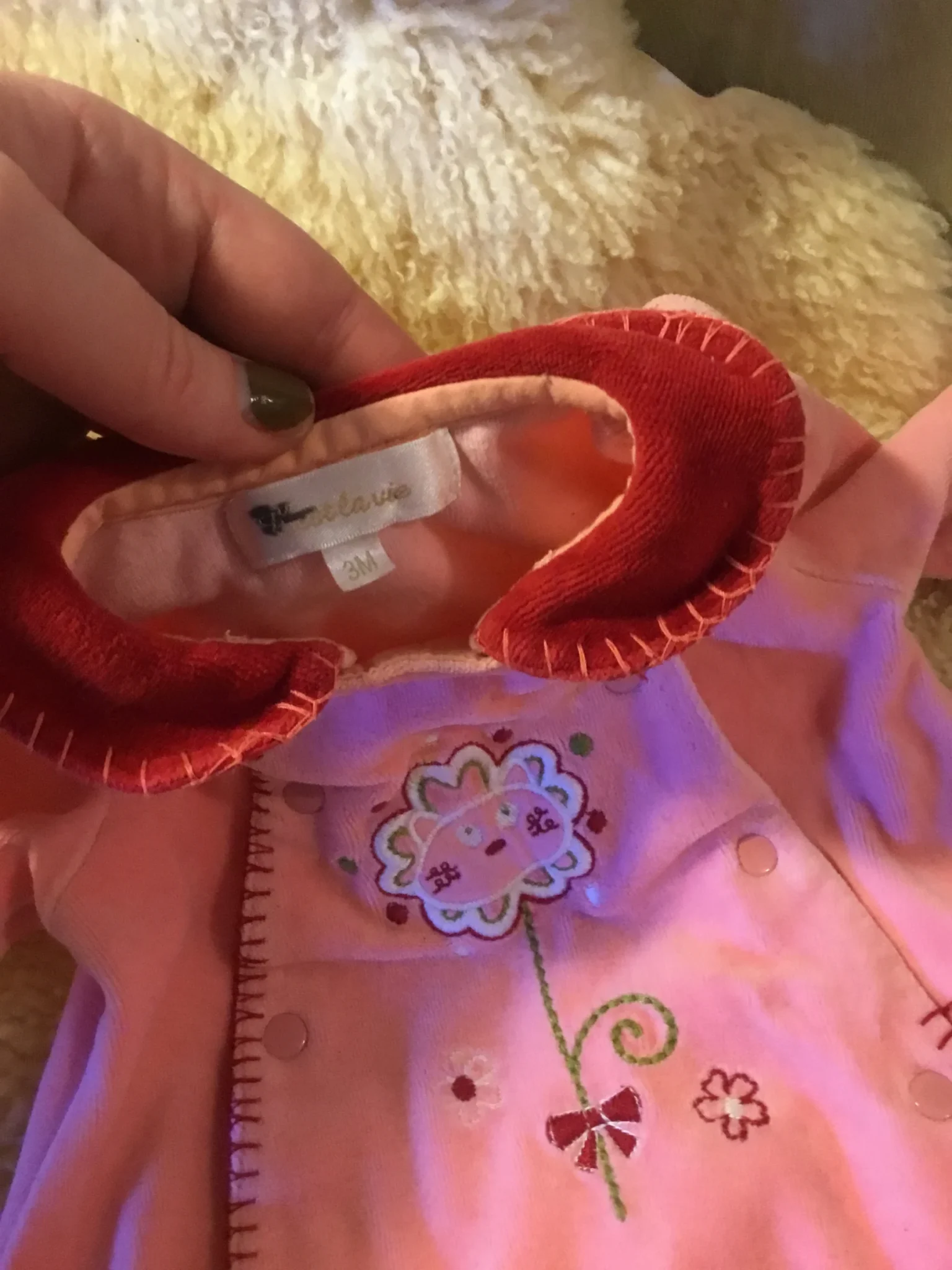 Featured image for Pyjama pattes longues en ratine 3 mois bébé fille