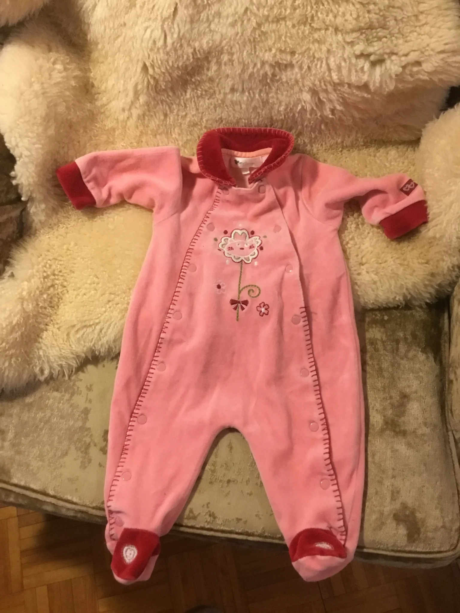 Image for Pyjama pattes longues en ratine 3 mois bébé fille