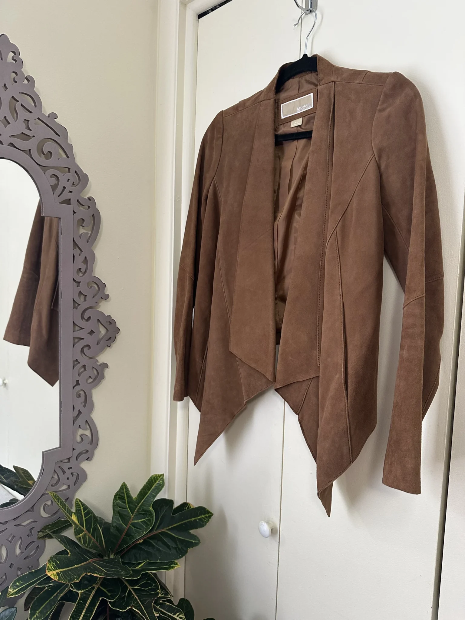 Image for Michael Kors tan suede mid-season jacket/coat size xs