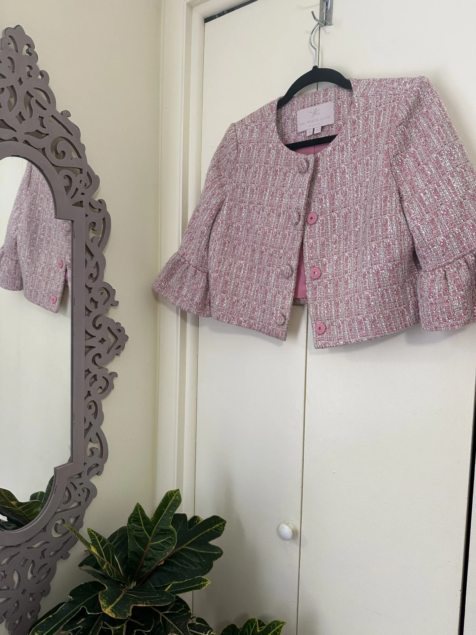 Image for Pink tweed cropped jacket - Gal meets glam size 2(xs/s)