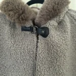 Thumbnail for Cape in taupe bouclé fabric - one size