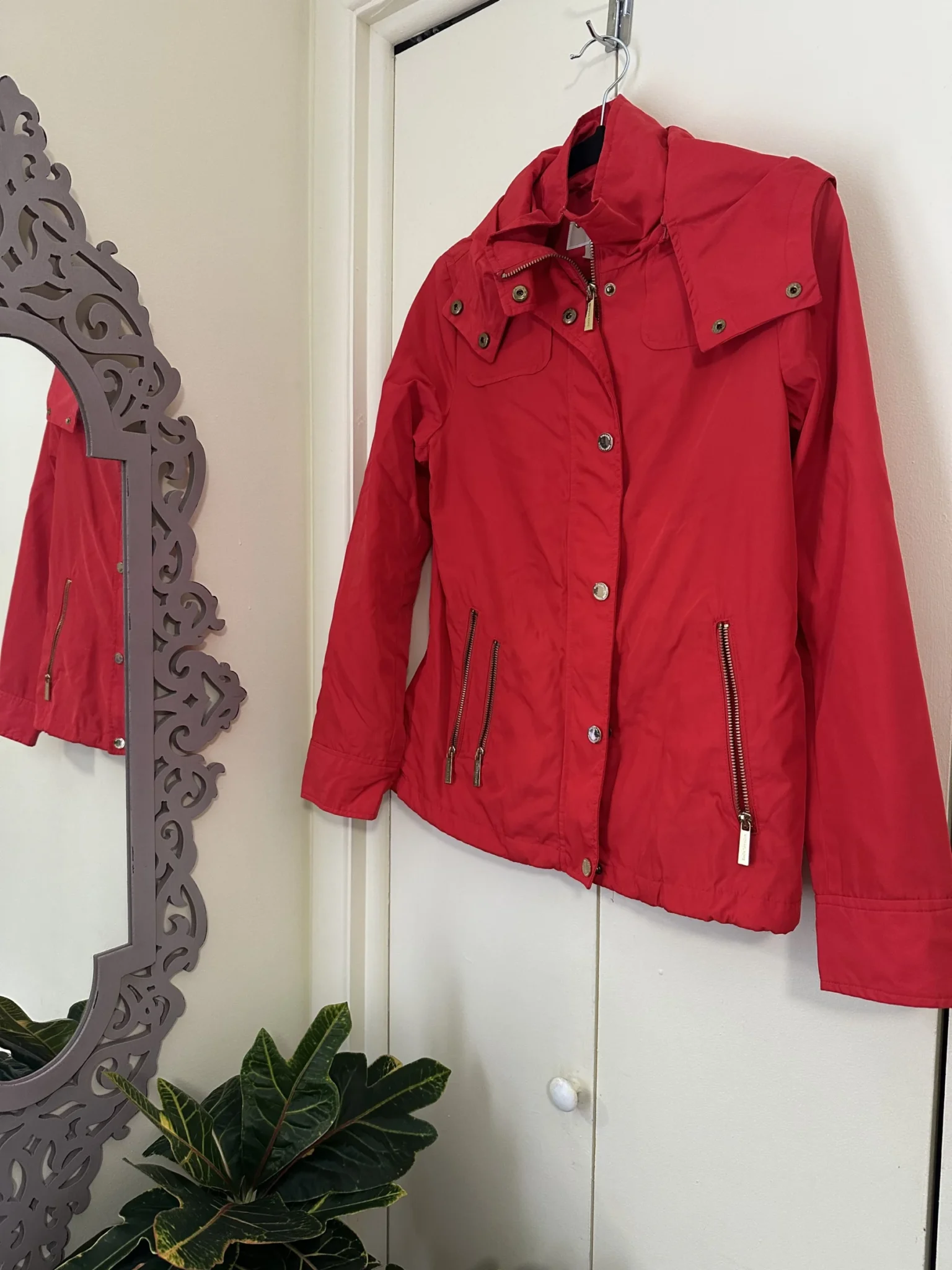 Image for Michael Kors red mid-season coat size xs