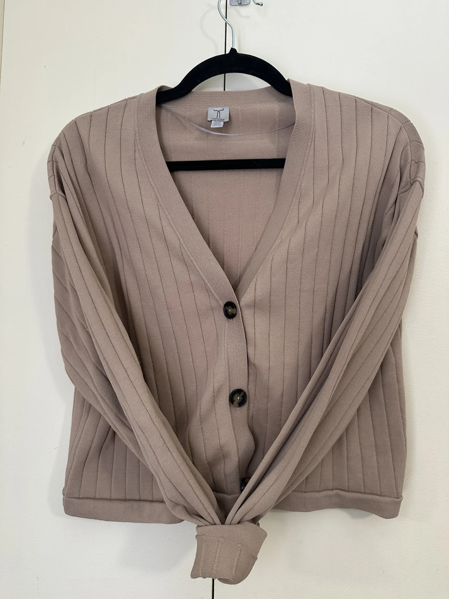Featured image for Tristan beige ribbed cardigan size xs
