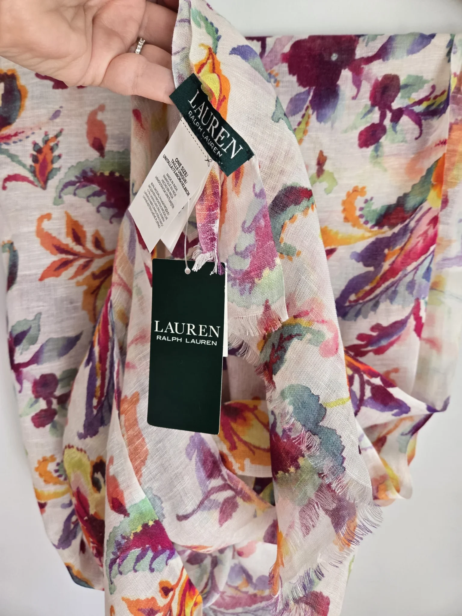 Featured image for Floral scarf in modal and linen