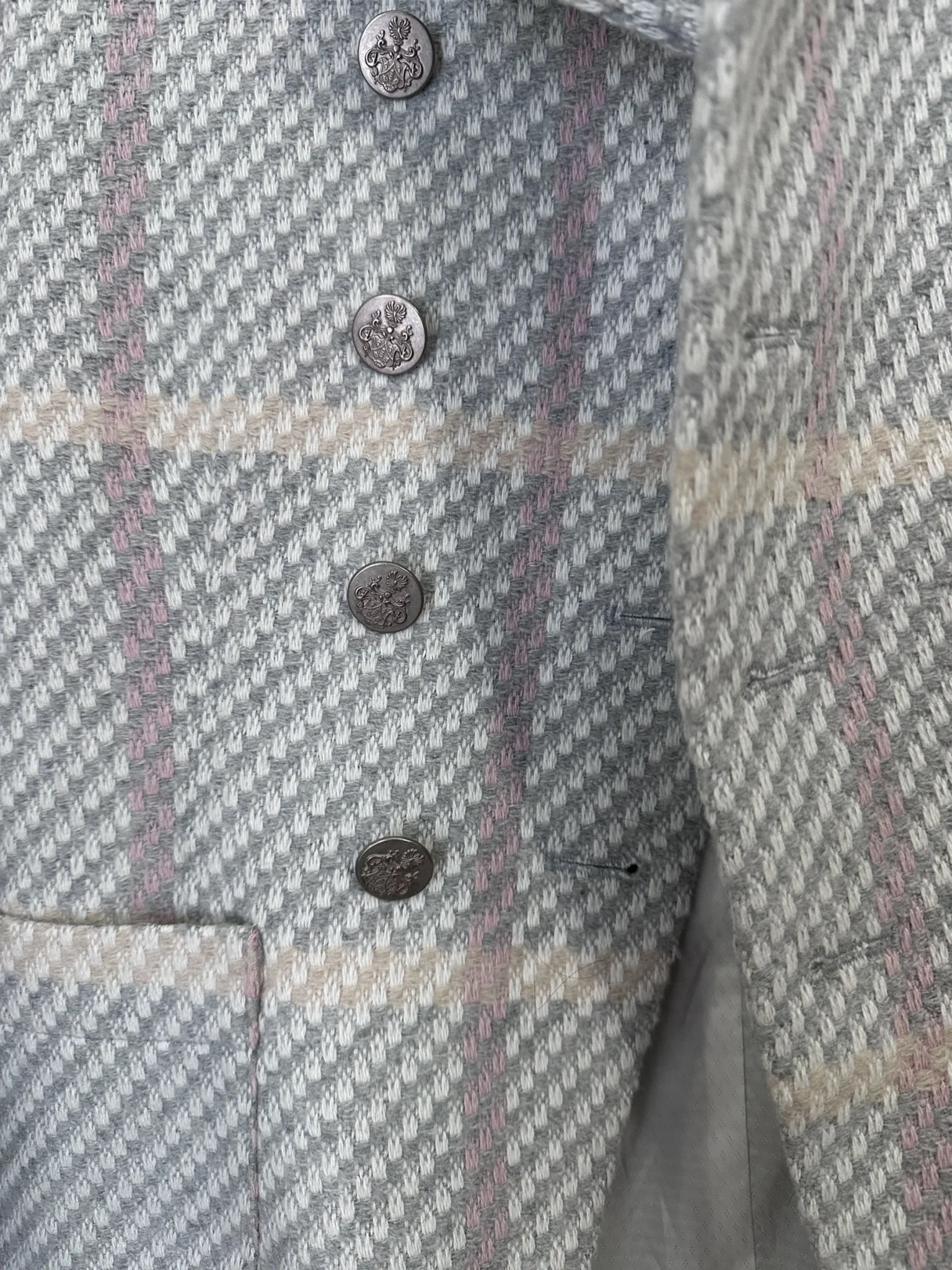 Image for Tristan pearl grey and pink tweed jacket size small