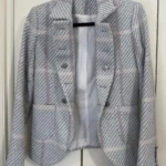 Thumbnail for Tristan pearl grey and pink tweed jacket size small
