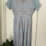 Thumbnail for Blue lace midi-length dress - boutique 1861 size small