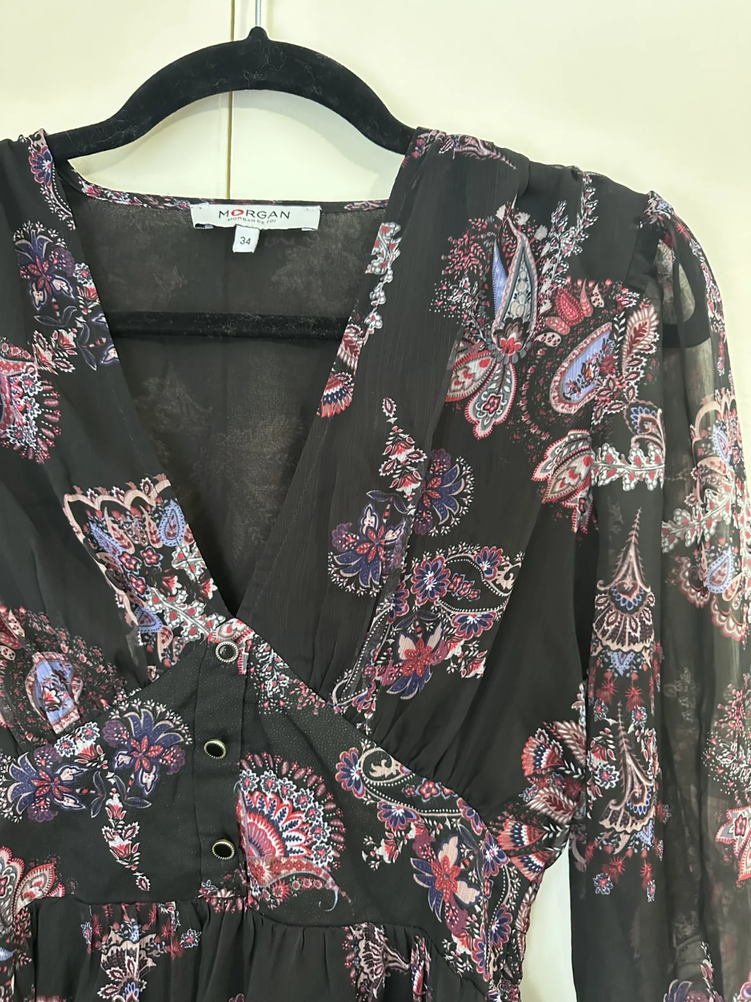 Image for Black paisley dress by Morgan size 34 (xs)