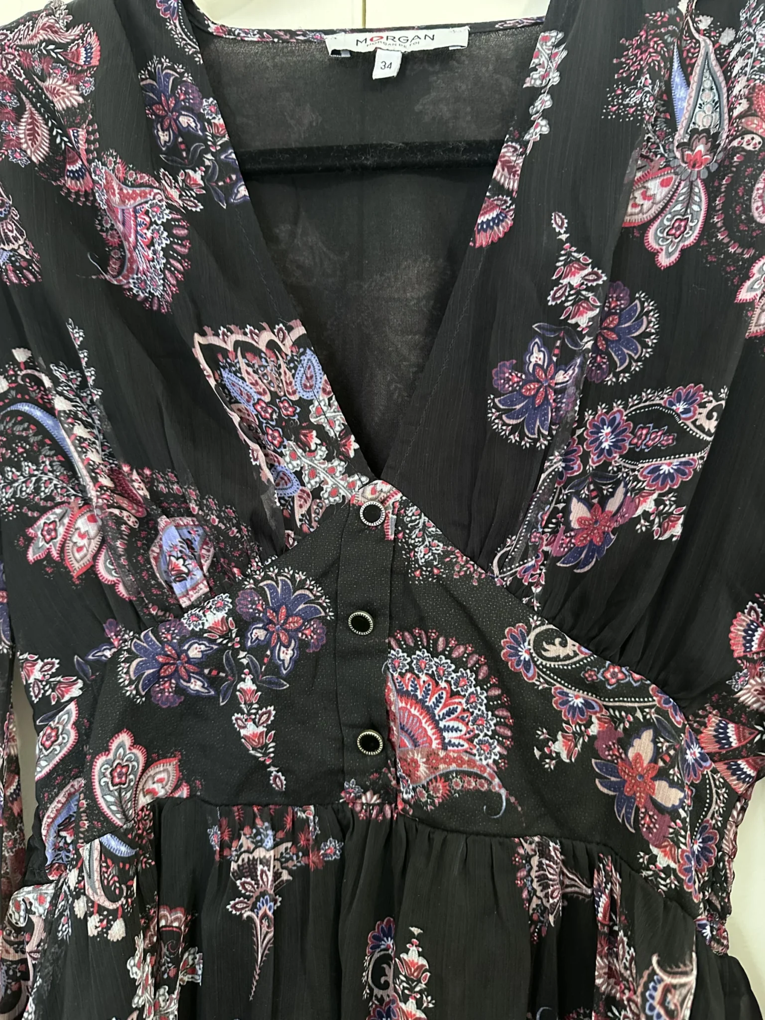 Image for Black paisley dress by Morgan size 34 (xs)
