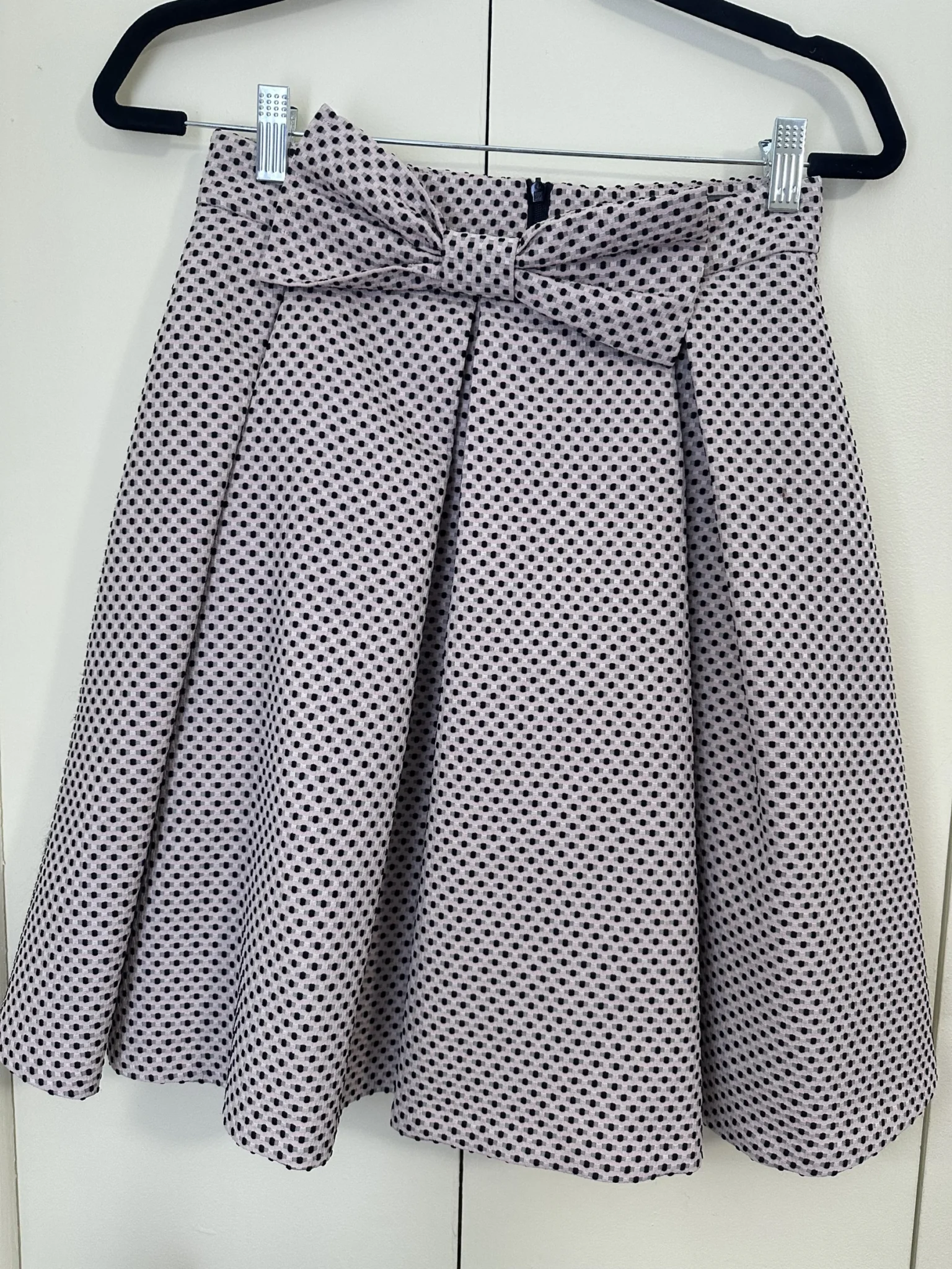 Featured image for Pale pink and black polka dot and bow skirt - Tristan size 2(Xs/s)