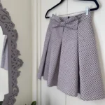Thumbnail for Pale pink and black polka dot and bow skirt - Tristan size 2(Xs/s)