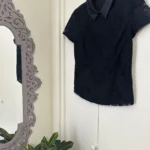 Featured thumbnail for Black lace top with satin collar - Tristan size xs