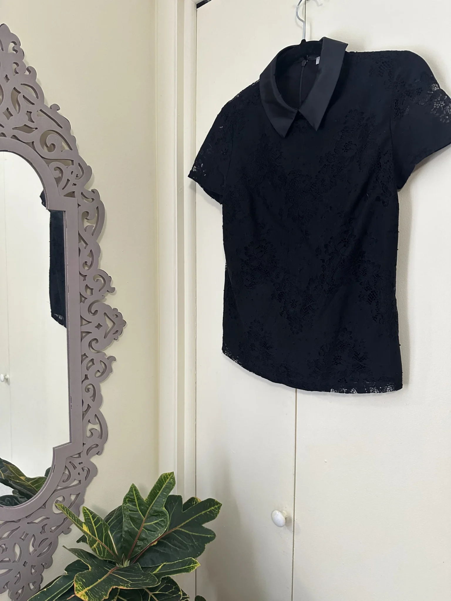 Featured image for Black lace top with satin collar - Tristan size xs