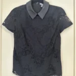 Thumbnail for Black lace top with satin collar - Tristan size xs