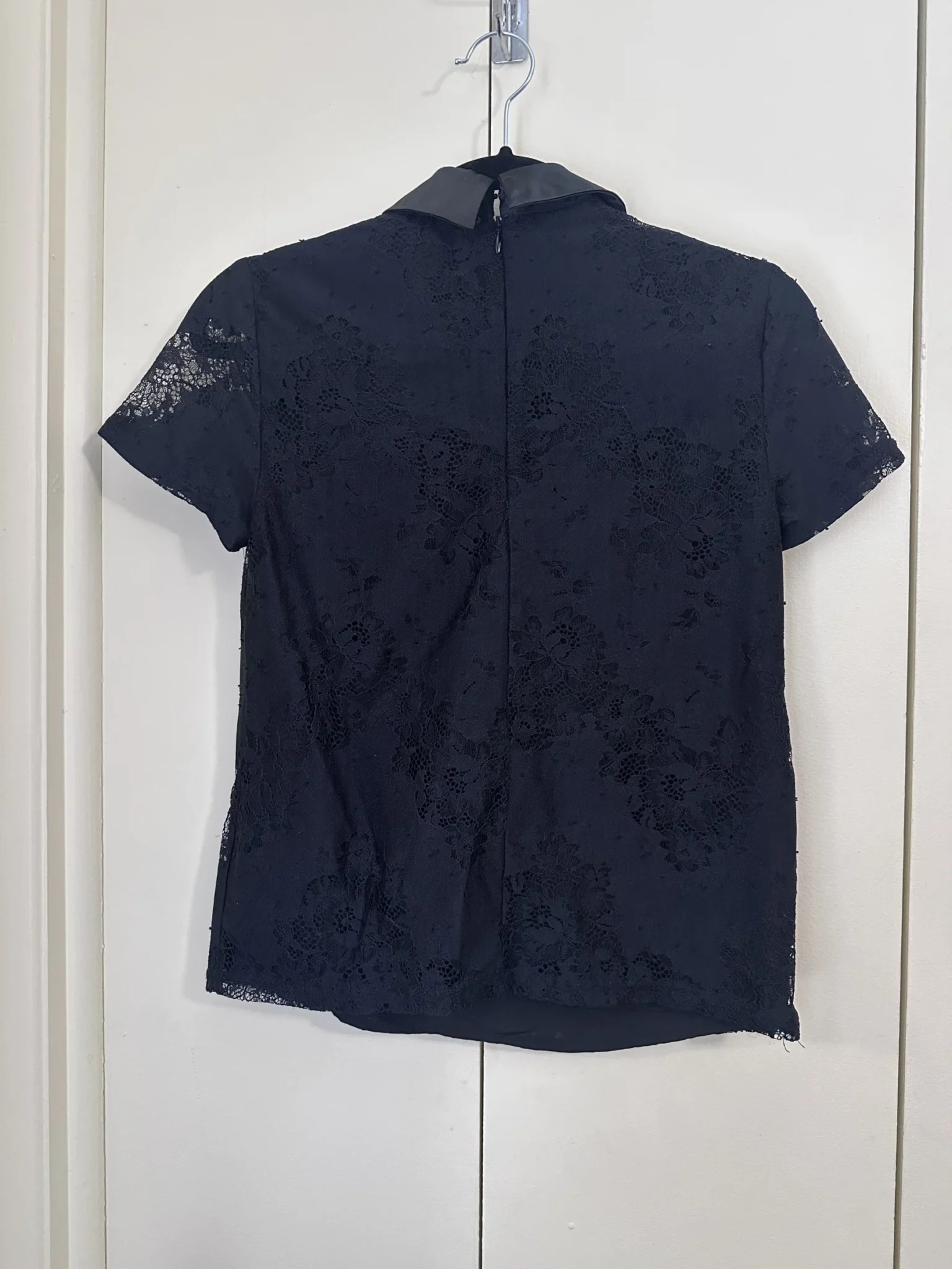 Image for Black lace top with satin collar - Tristan size xs