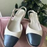 Featured thumbnail for Beige and black leather back strap heel - Ralph Harrison size 36