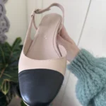 Thumbnail for Beige and black leather back strap heel - Ralph Harrison size 36