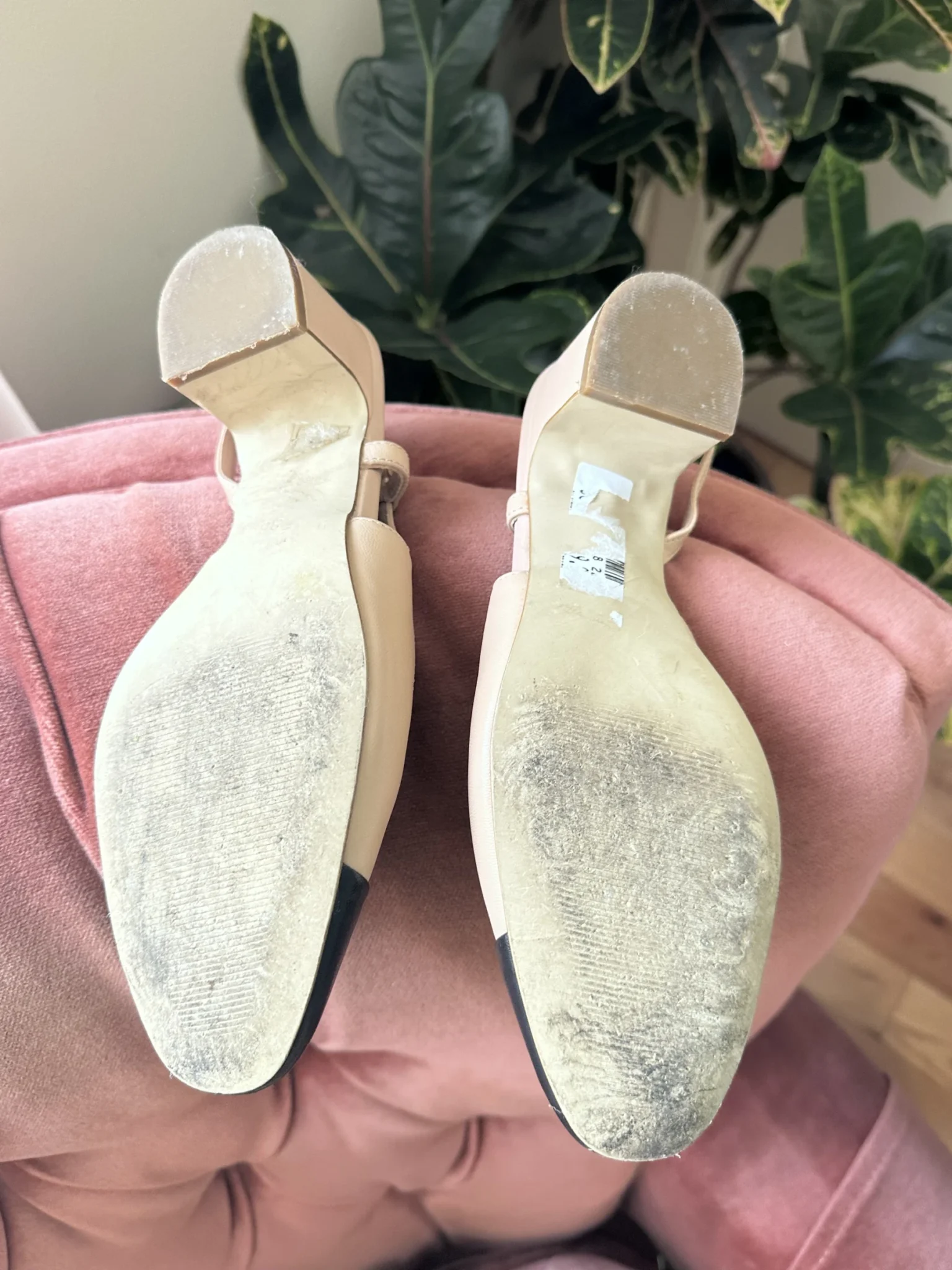 Image for Beige and black leather back strap heel - Ralph Harrison size 36