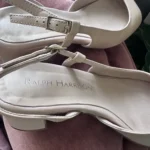 Thumbnail for Beige and black leather back strap heel - Ralph Harrison size 36