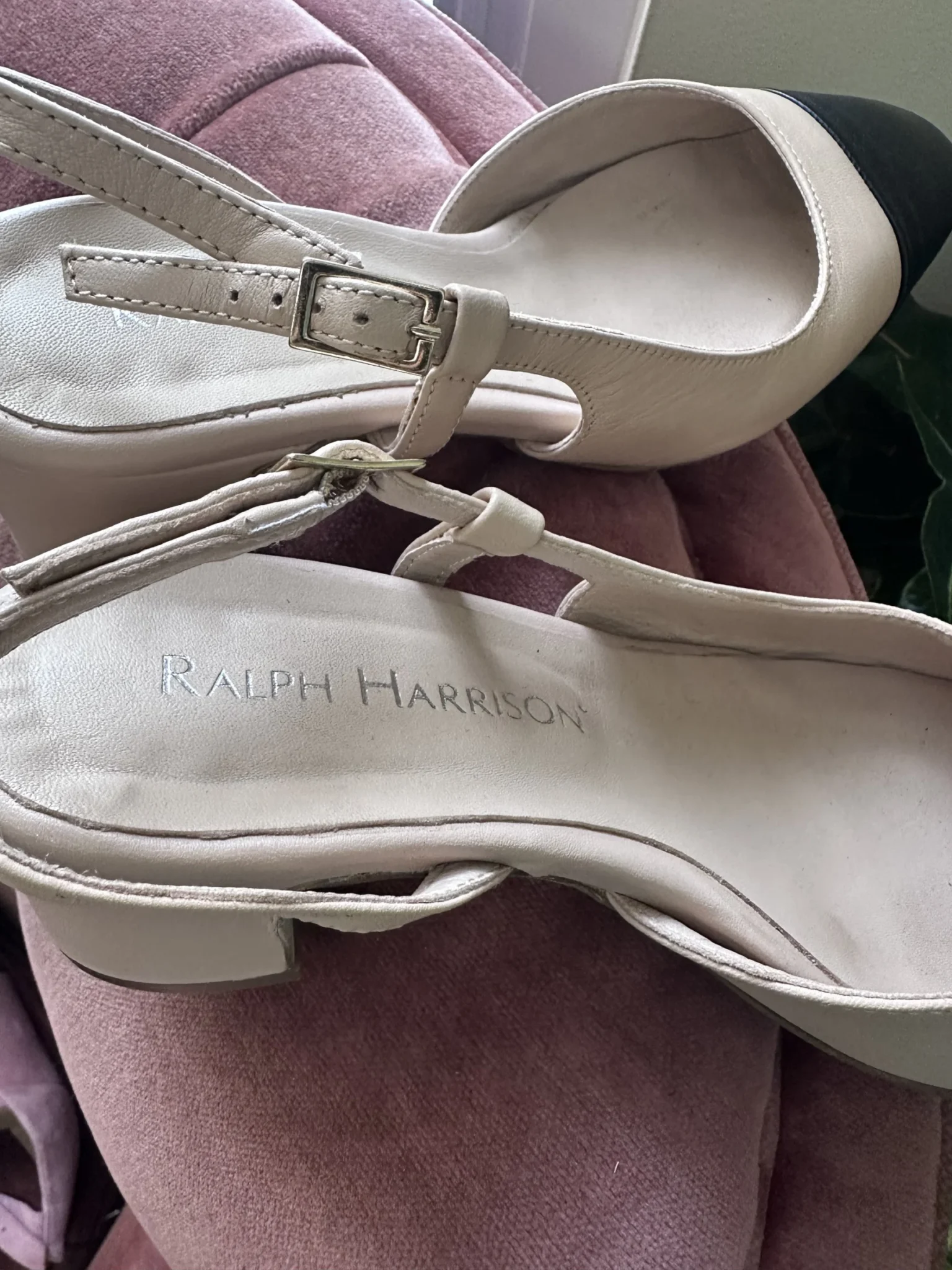 Image for Beige and black leather back strap heel - Ralph Harrison size 36