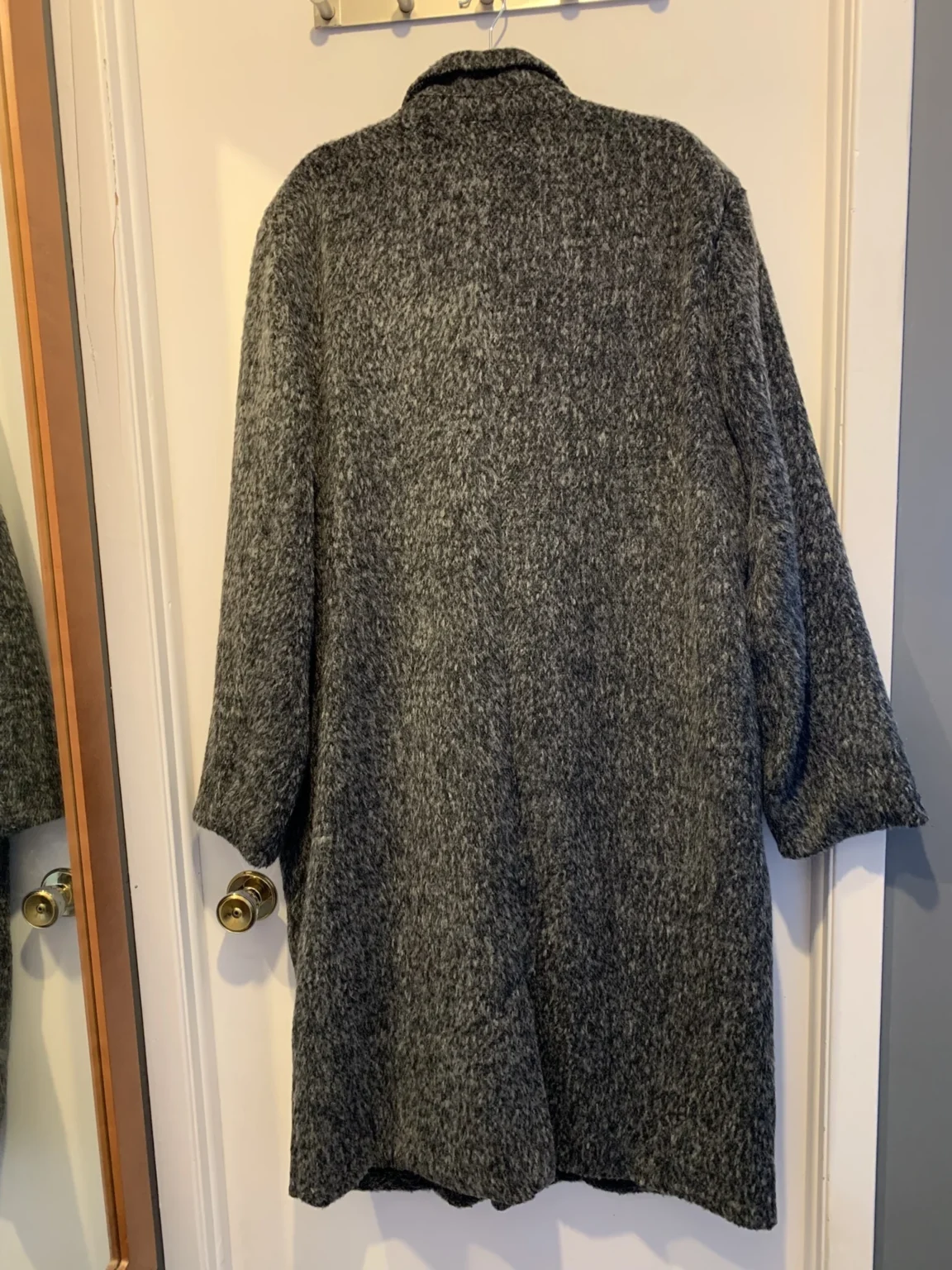 Image for Manteau long texturé noir – Style Mohair (Coupe décontractée)