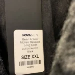 Thumbnail for Manteau long texturé noir – Style Mohair (Coupe décontractée)