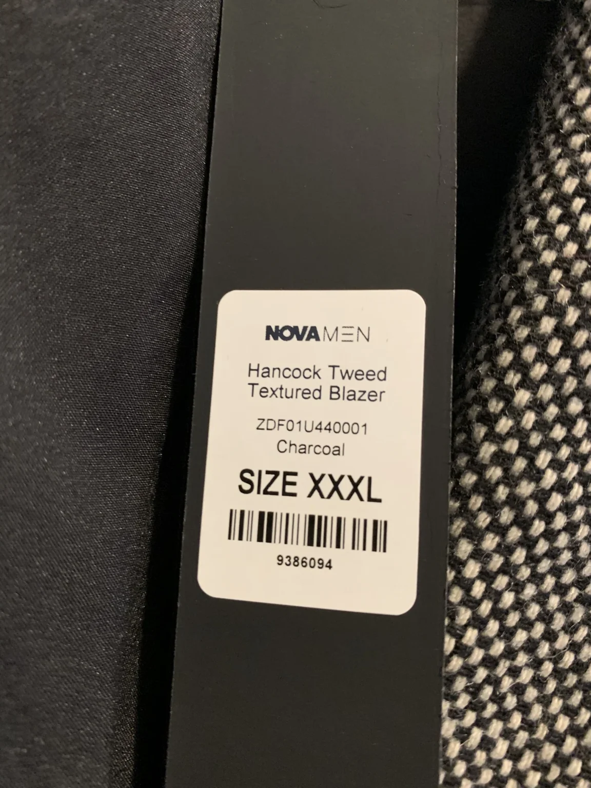 Image for Blazer ajusté en tweed anthracite – Mélange Laine (Taille XXXL, convient XXL)