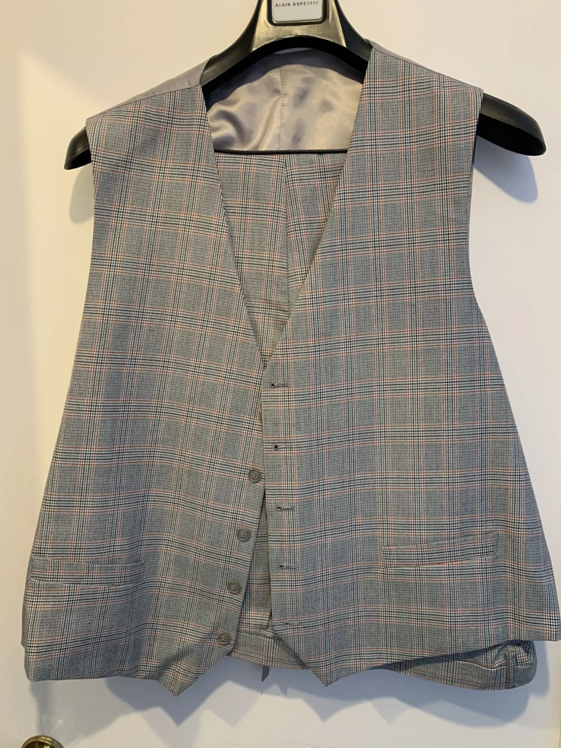 Image for Complet 3 pièces Alain Dupetit – Carreaux (Plaid) Gris & Rouge – 54R / 48W