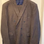 Featured thumbnail for Alain Dupetit Double Breasted Suit - Houndstooth Navy & Tan - 54R / 48W