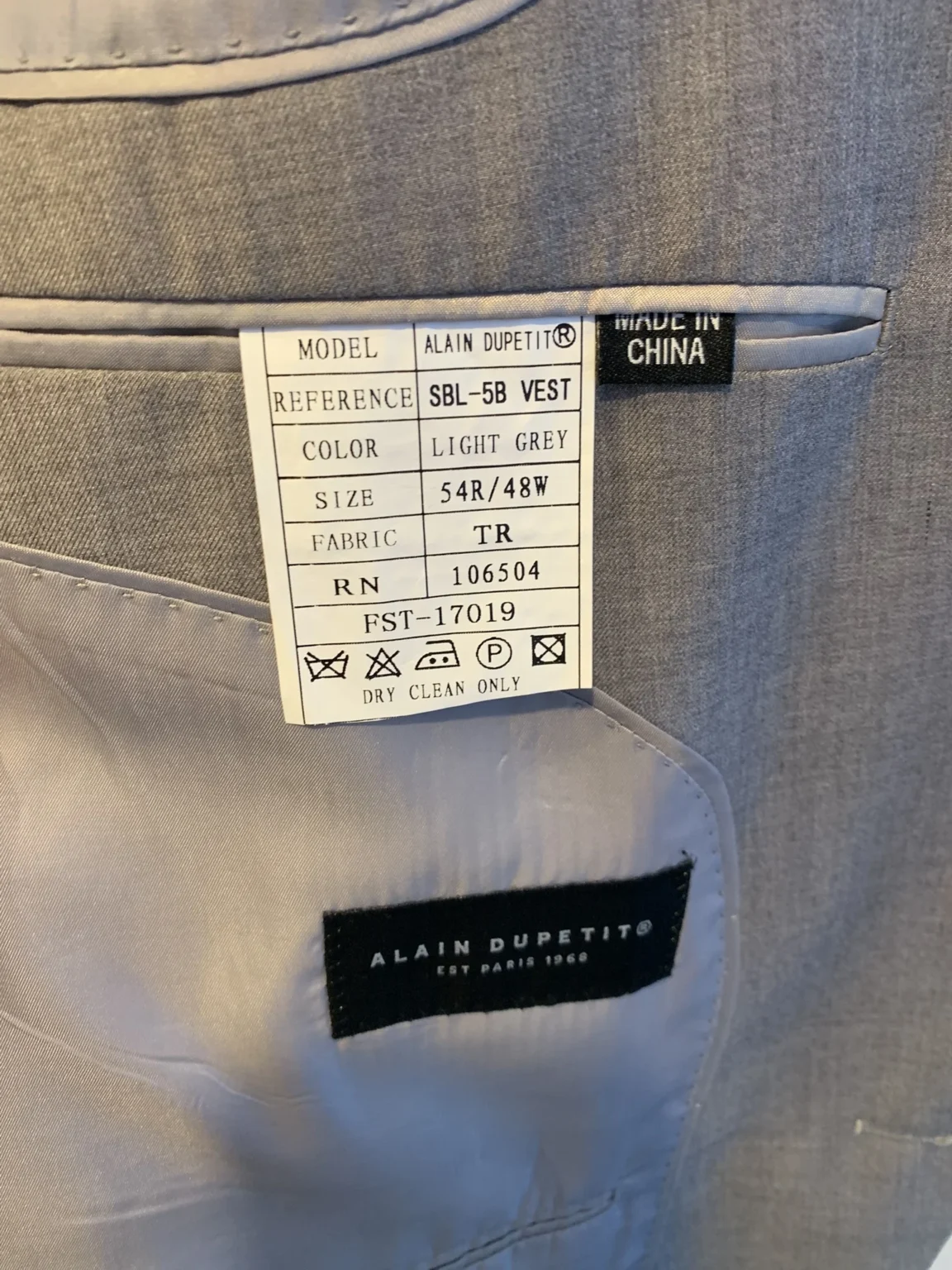Image for Alain Dupetit Summer 3-piece suit - Light Grey - 54R / 48W