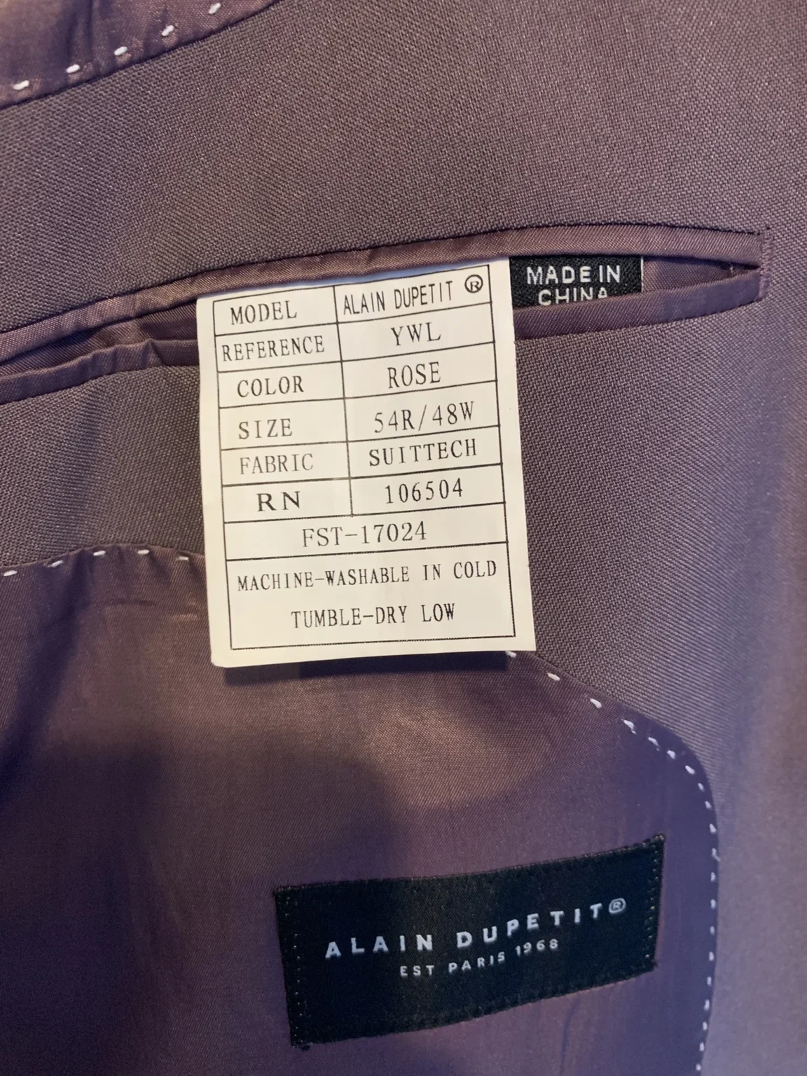 Image for Alain Dupetit 2-piece suit - Pink (Pastel/Powder pink) - 54R / 48W
