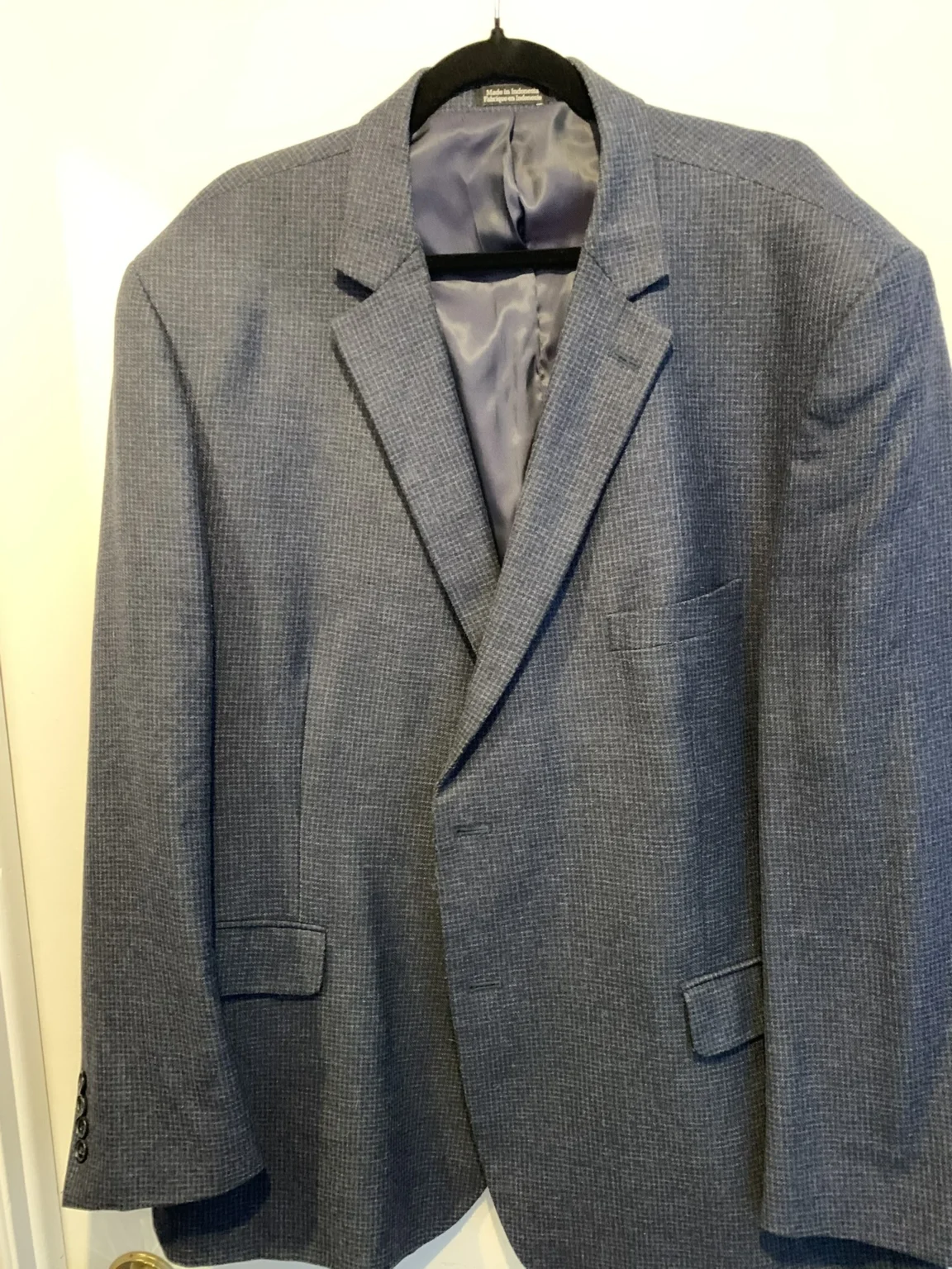 Featured image for Veston Alfred Sung – Bleu à Micro-motif Pied-de-poule – Taille 52R