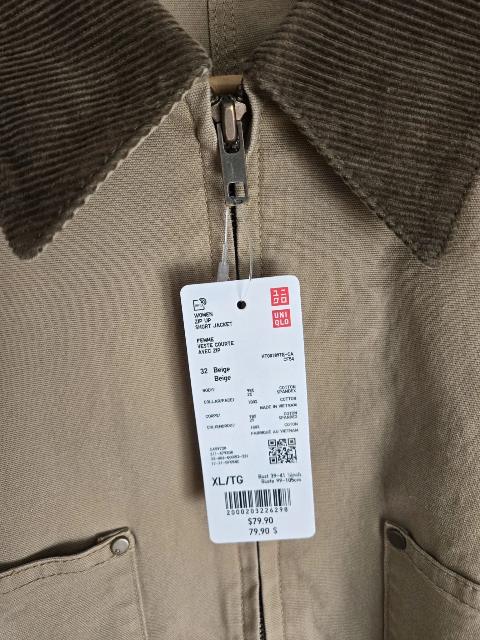 Image for New - Uniqlo short zip jacket