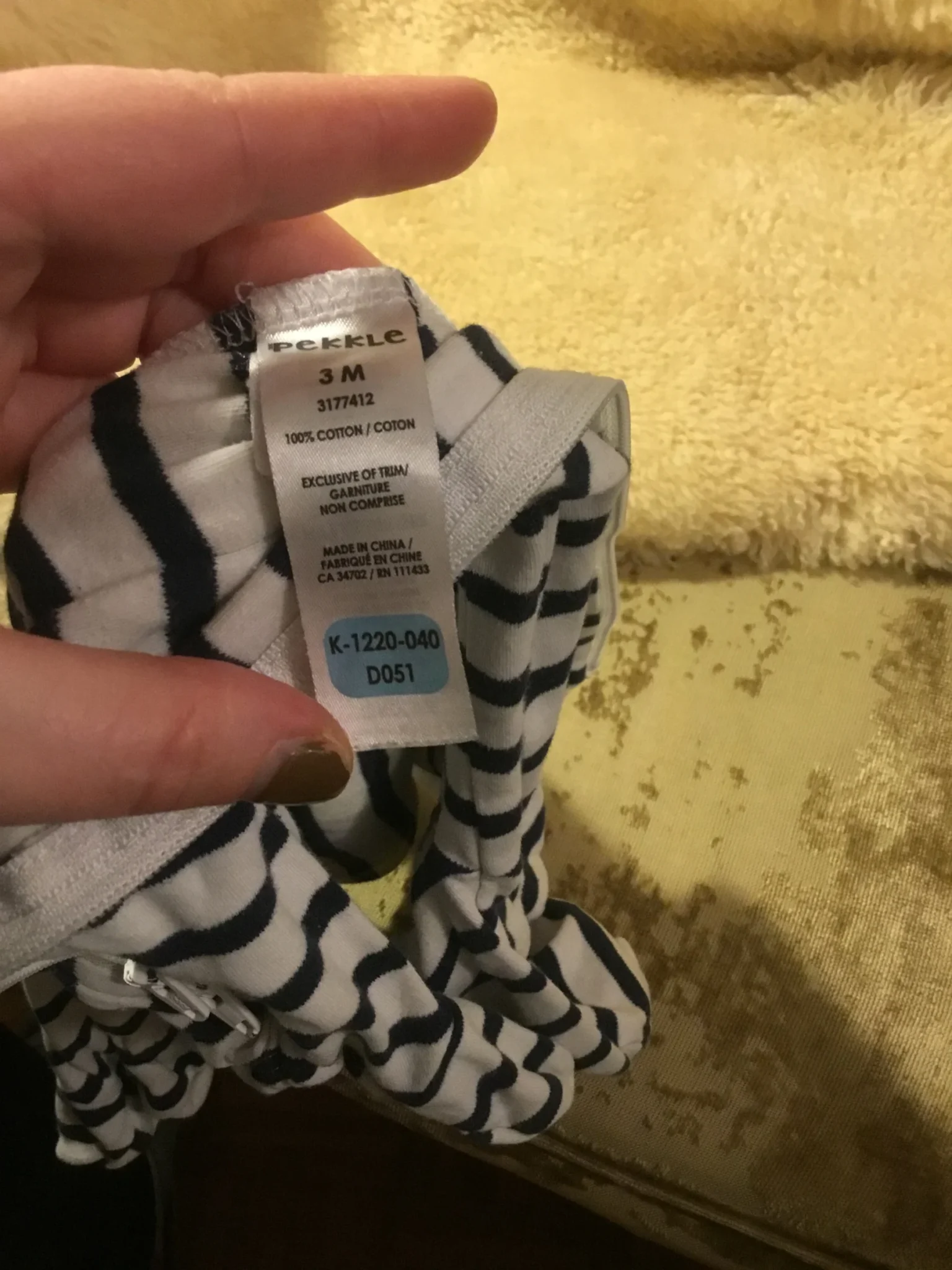 Image for Pyjama pattes longues pekkle 3 mois