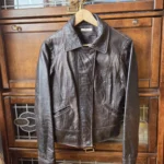Featured thumbnail for Promod-Veste en cuir d'agneau souple marron foncé