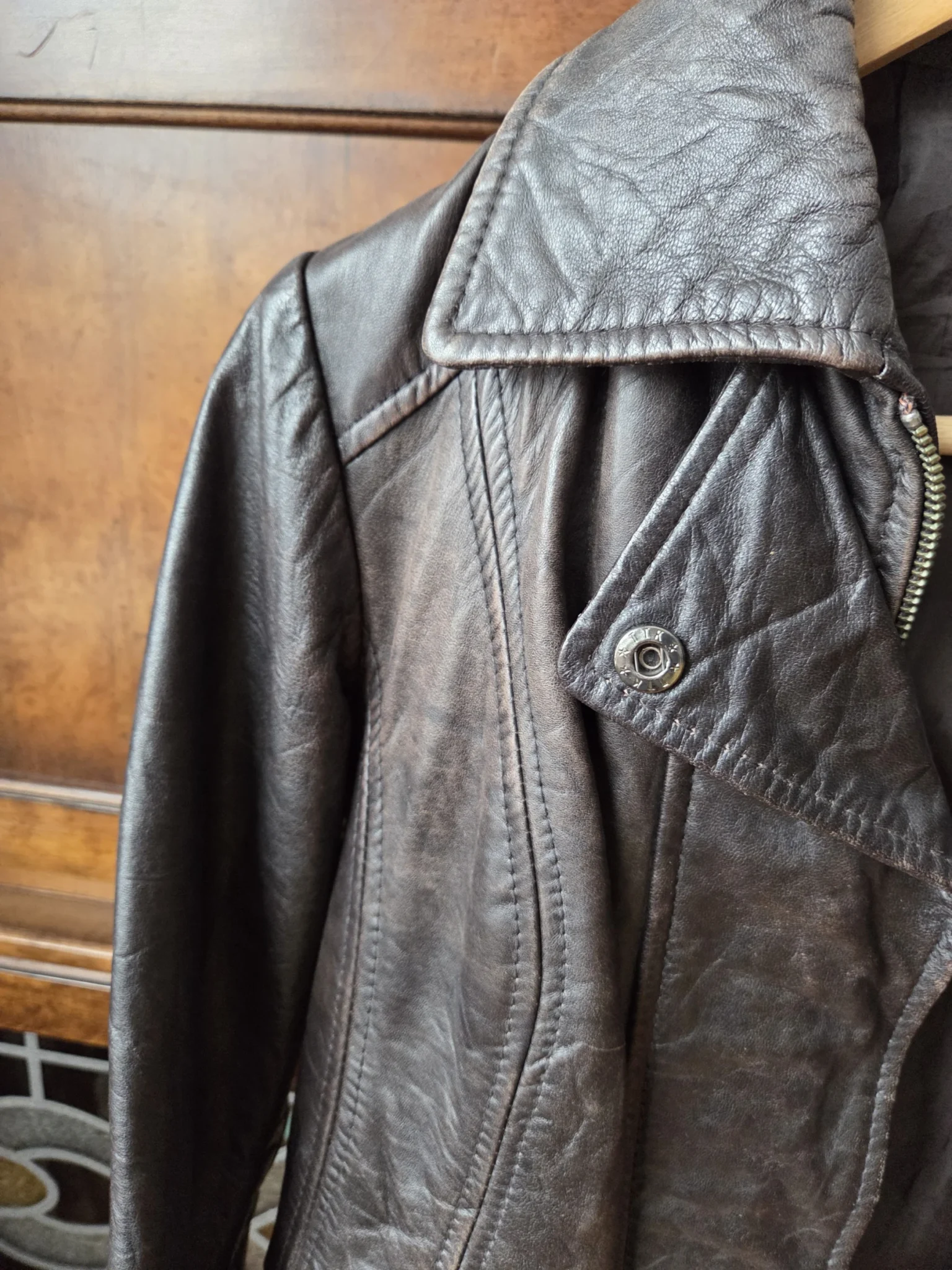 Image for Promod-Veste en cuir d'agneau souple marron foncé