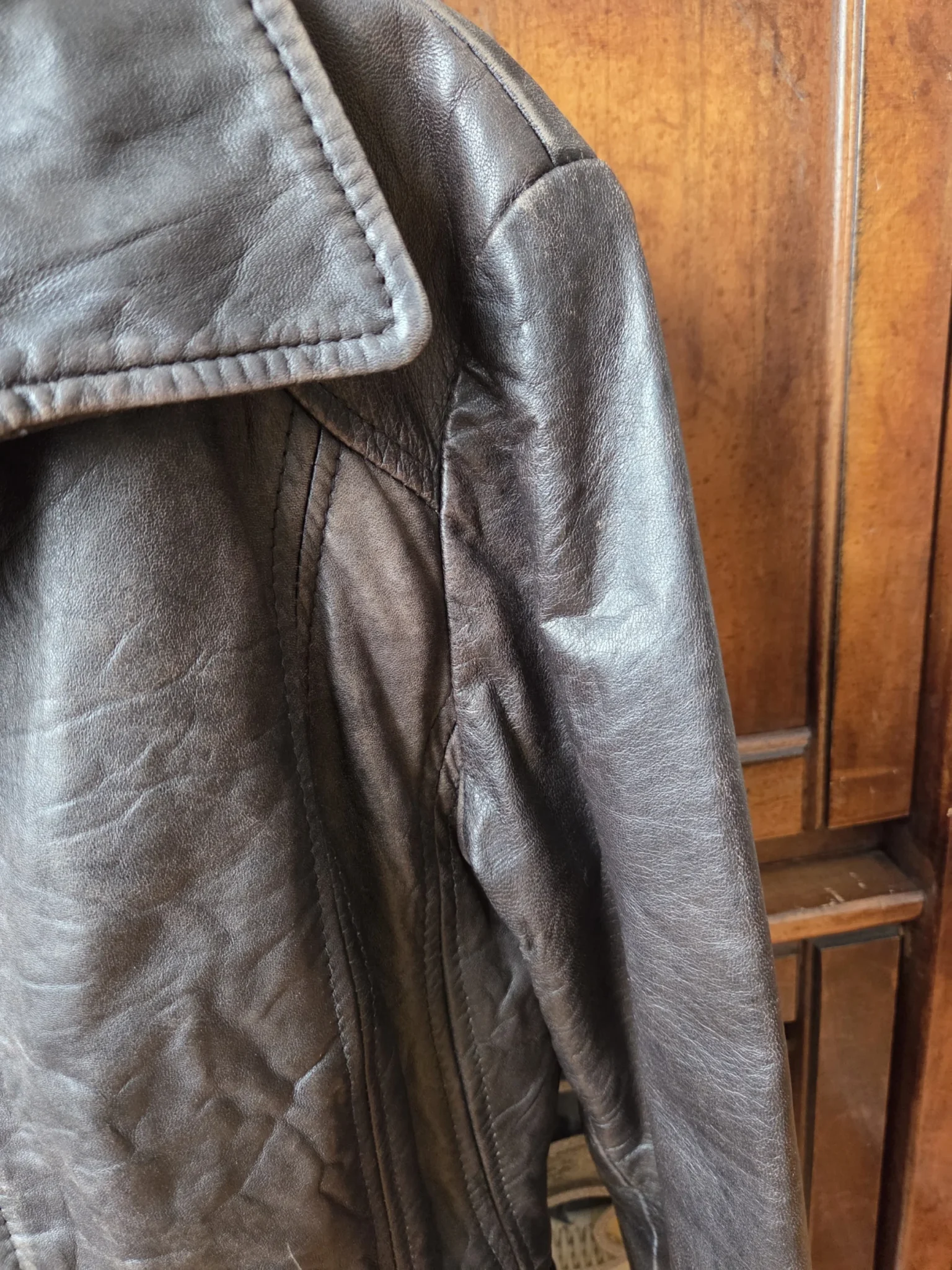 Image for Promod-Veste en cuir d'agneau souple marron foncé