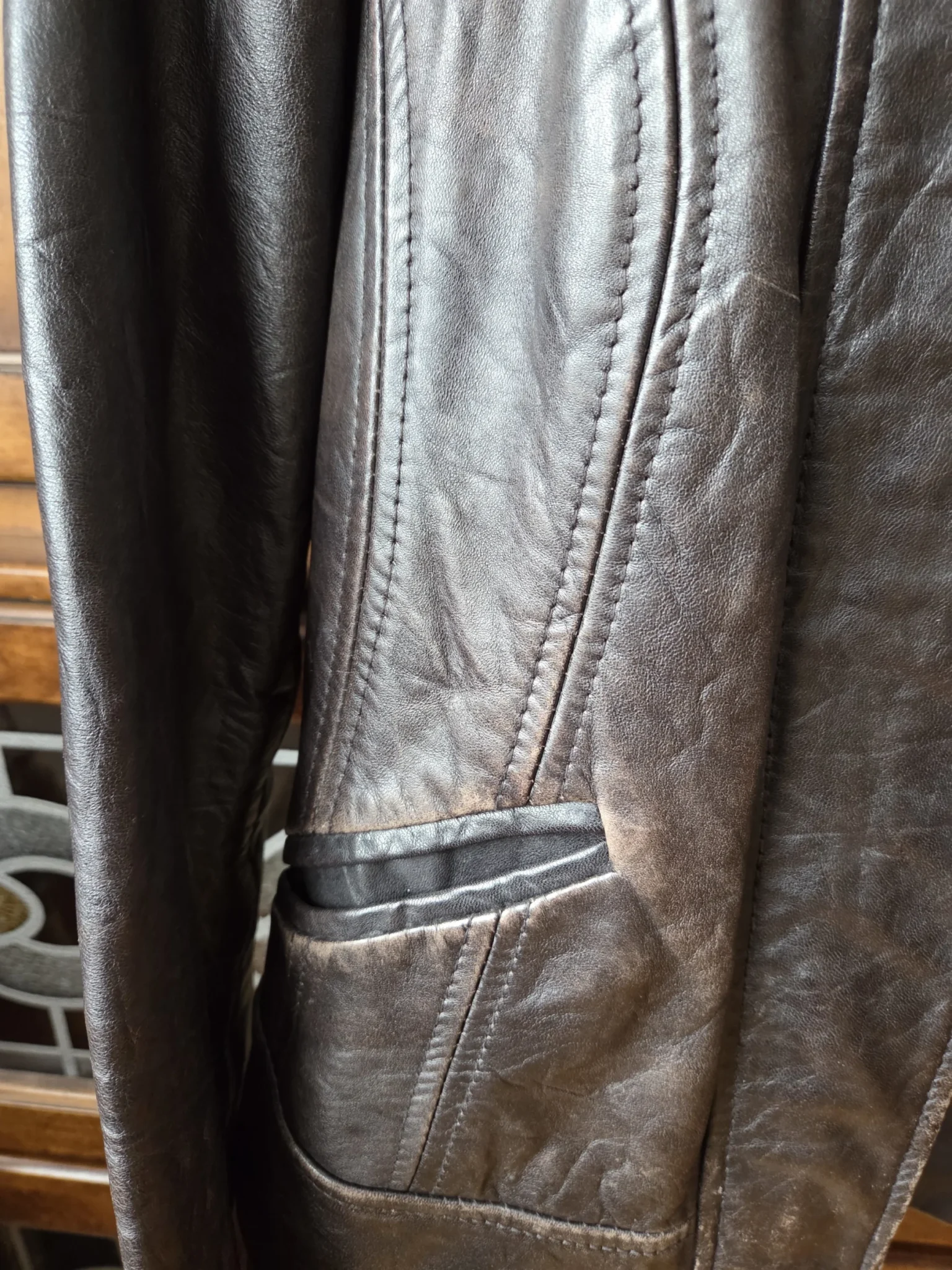 Image for Promod-Veste en cuir d'agneau souple marron foncé