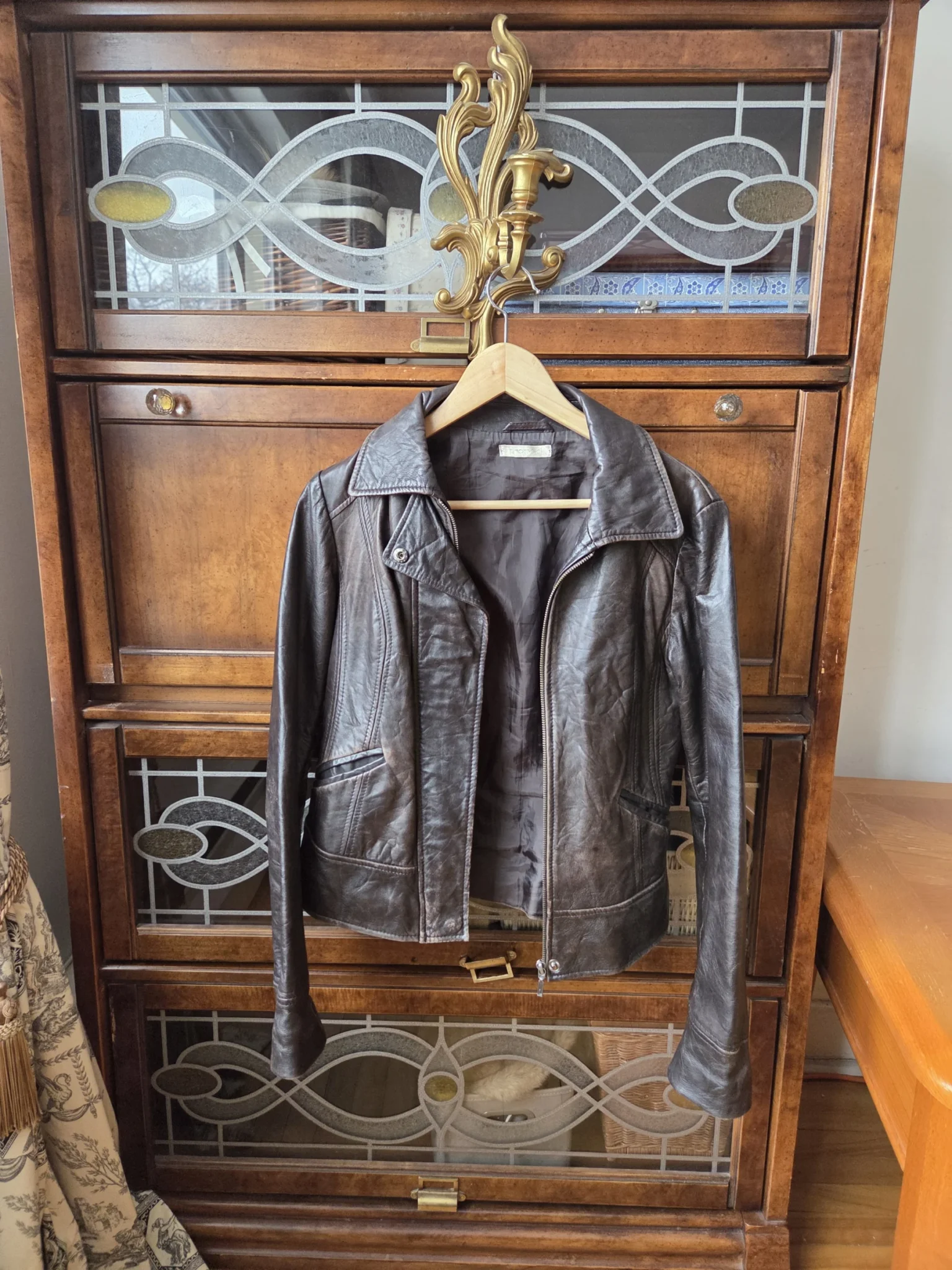Image for Promod-Veste en cuir d'agneau souple marron foncé