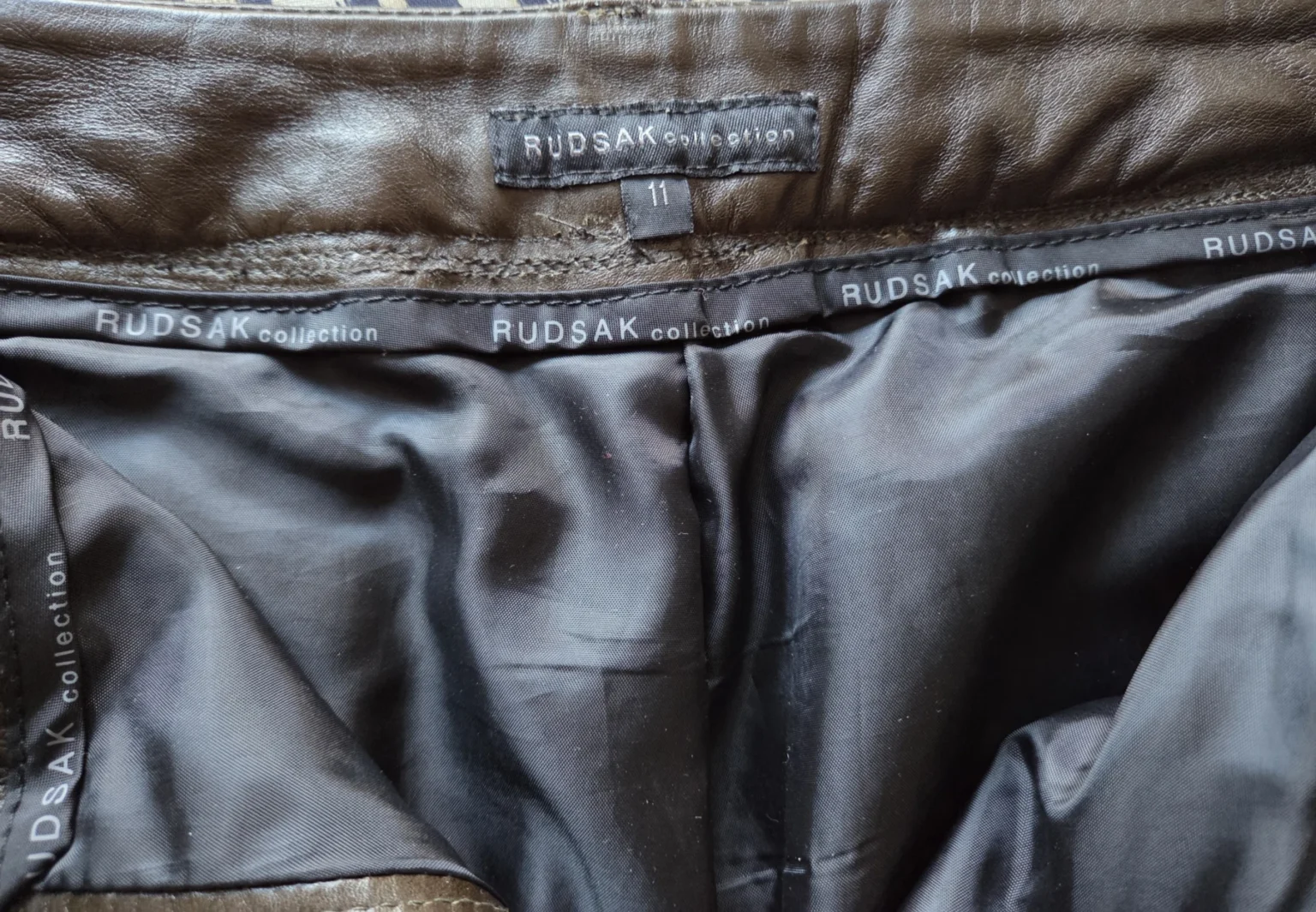 Image for RUDSAK-Vintage olive green leather trousers