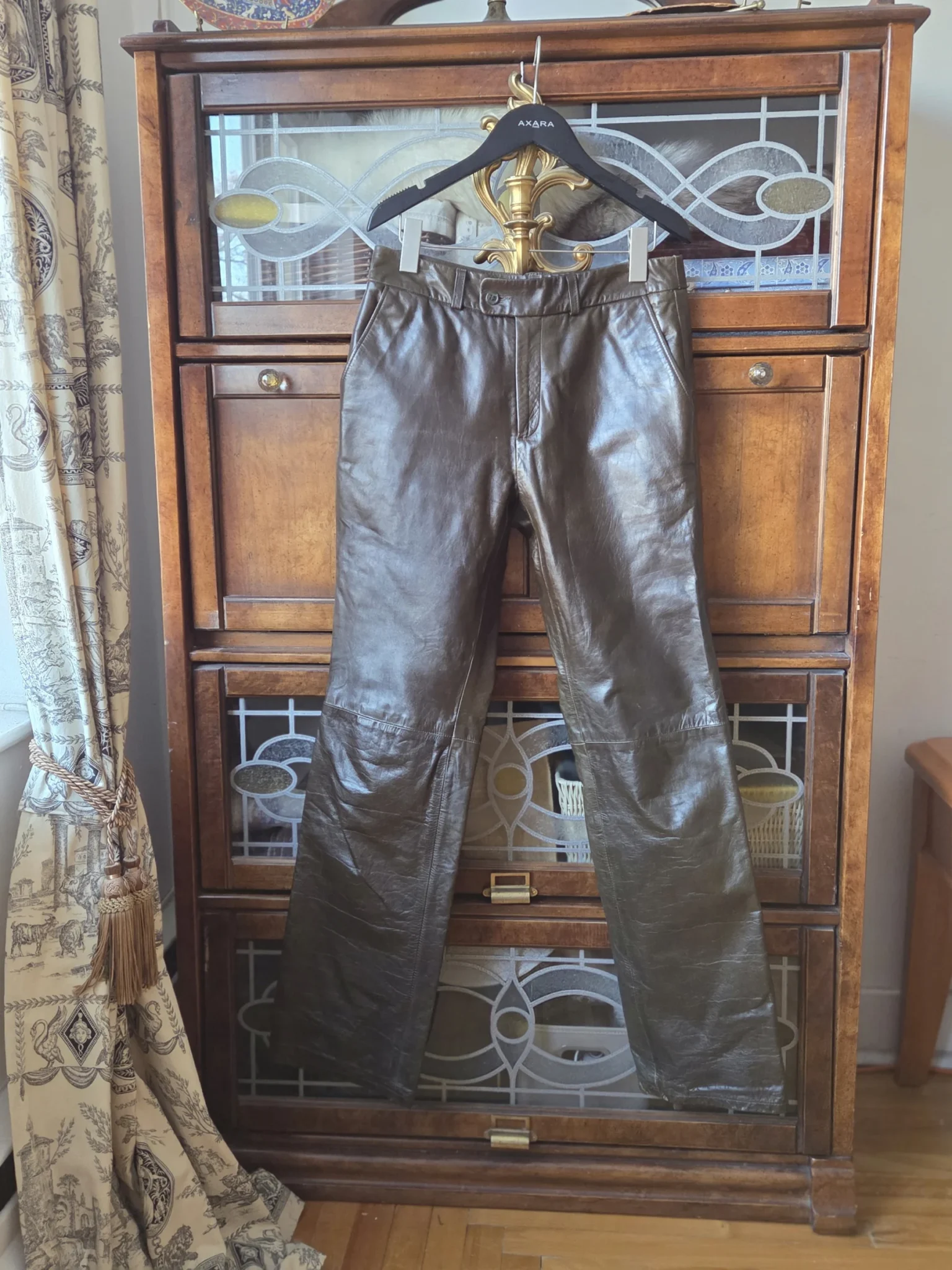 Image for RUDSAK-Vintage olive green leather trousers