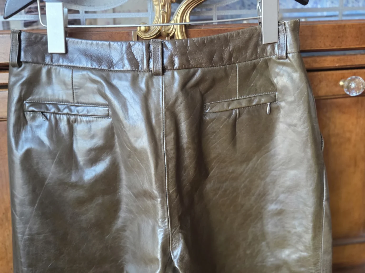 Image for RUDSAK-Vintage olive green leather trousers
